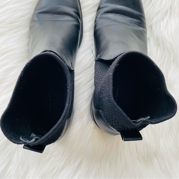 ZARA Black Heeled Leather Chelsea Boots - Picture 3 of 15